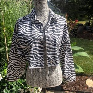 Animal print jean  zebra black & white jacket, Sz S